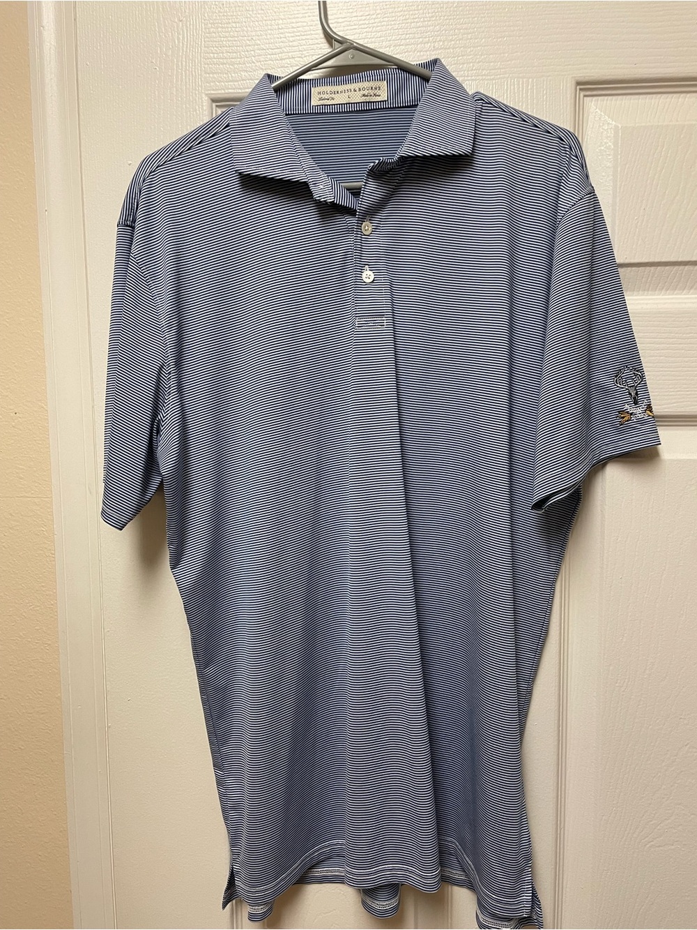Holderness & Bourne Tobacco Road Blue Micro-Stripe Polo Shirt